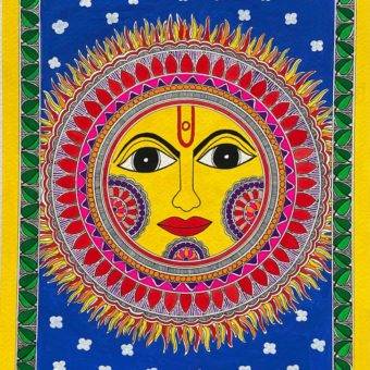 SUN madhubani art painting