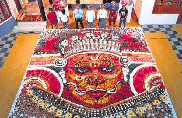 Sweet of imagination- Kerala artist creates lofty portrait of theyyam with confection